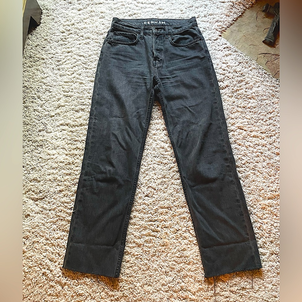 Denham High Waist Cropped Black Jeans Sz 25